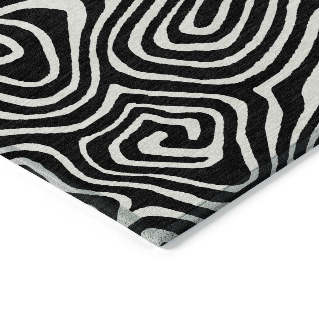 LOOMLAN Rugs Evalora Black Washable Indoor-Outdoor Rug