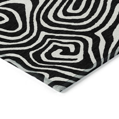 LOOMLAN Rugs Evalora Black Washable Indoor-Outdoor Rug