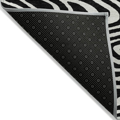LOOMLAN Rugs Evalora Black Washable Indoor-Outdoor Rug