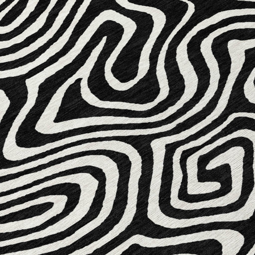 LOOMLAN Rugs Evalora Black Washable Indoor-Outdoor Rug
