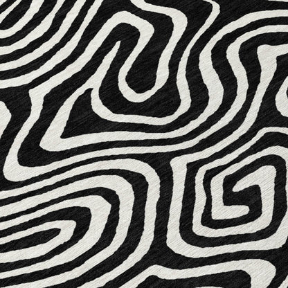 LOOMLAN Rugs Evalora Black Washable Indoor-Outdoor Rug