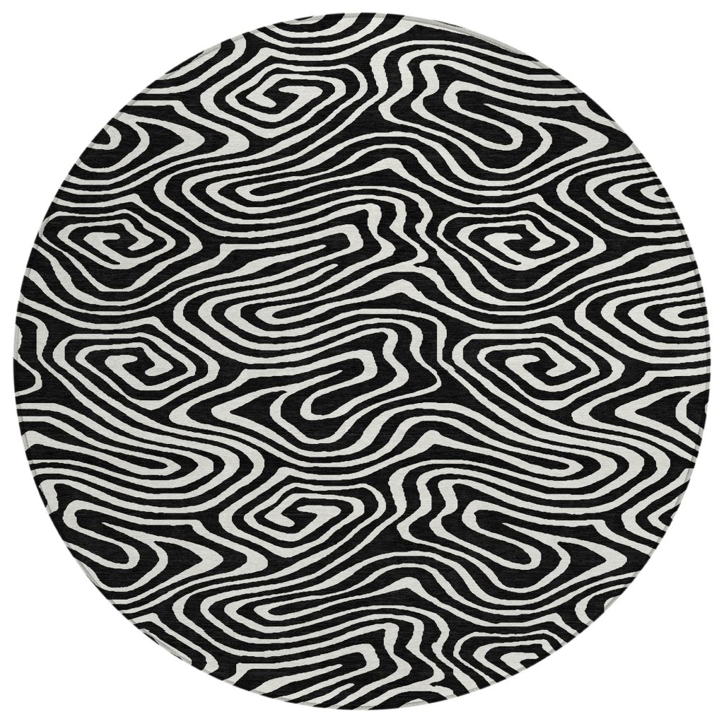 LOOMLAN Rugs Evalora Black Washable Indoor-Outdoor Rug