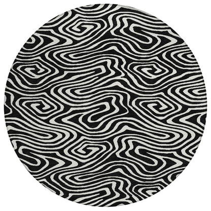 LOOMLAN Rugs Evalora Black Washable Indoor-Outdoor Rug