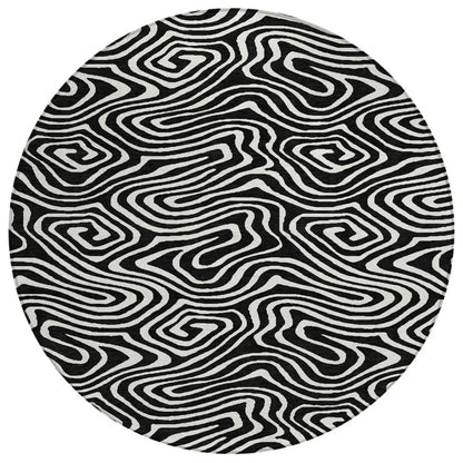 LOOMLAN Rugs Evalora Black Washable Indoor-Outdoor Rug