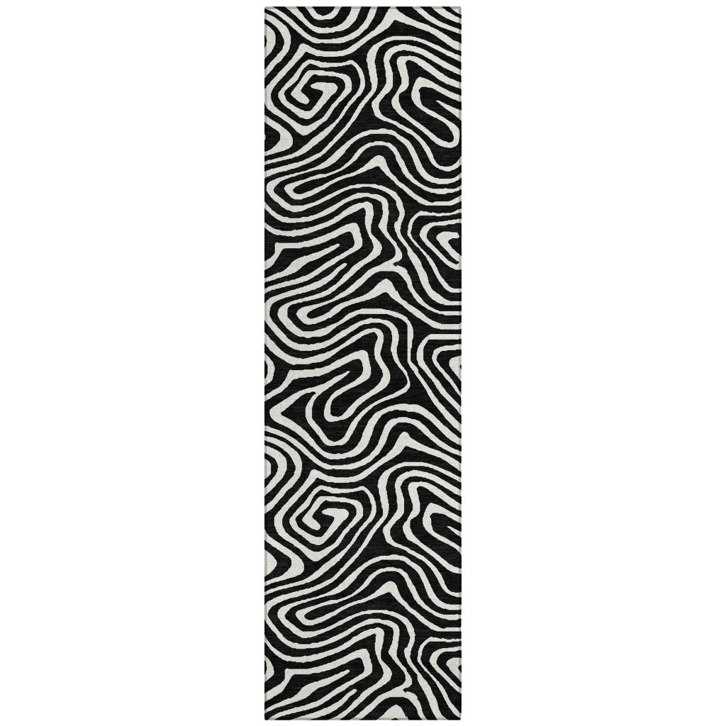 LOOMLAN Rugs Evalora Black Washable Indoor-Outdoor Rug