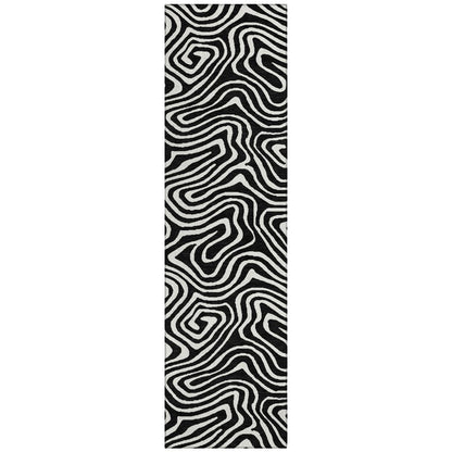 LOOMLAN Rugs Evalora Black Washable Indoor-Outdoor Rug