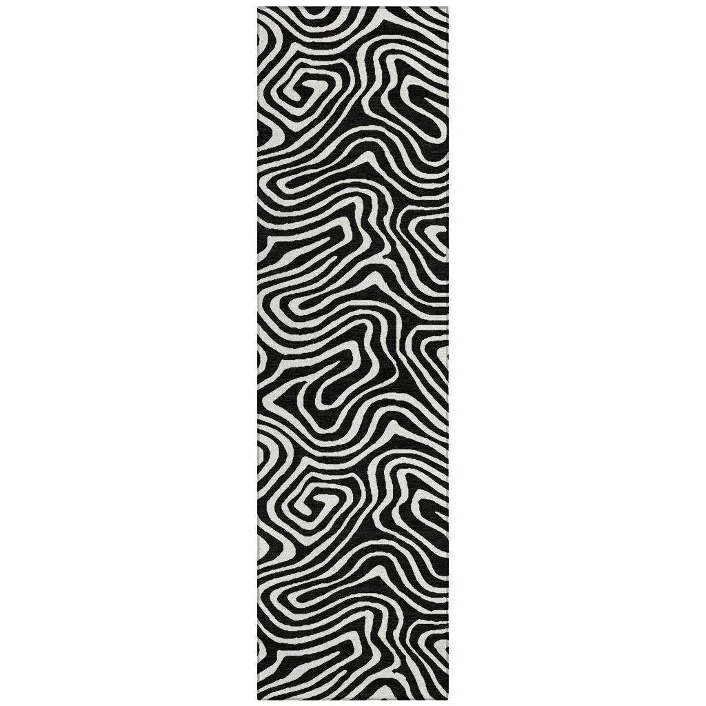 LOOMLAN Rugs Evalora Black Washable Indoor-Outdoor Rug