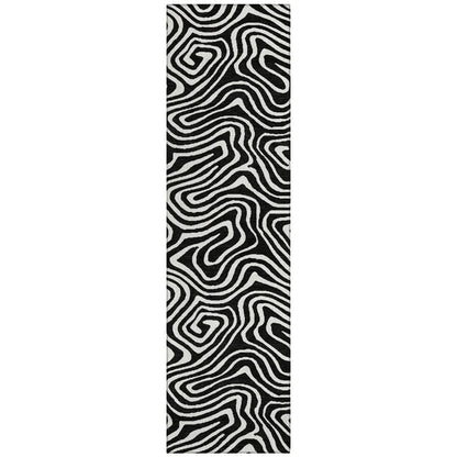 LOOMLAN Rugs Evalora Black Washable Indoor-Outdoor Rug