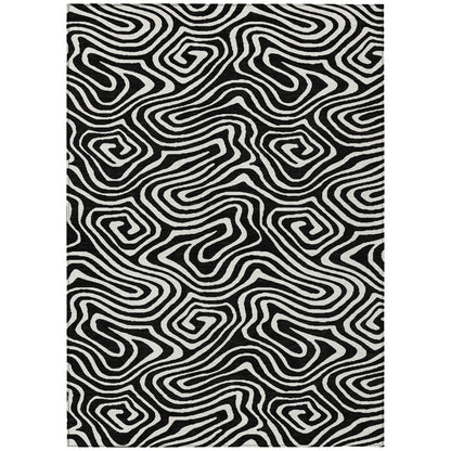 LOOMLAN Rugs Evalora Black Washable Indoor-Outdoor Rug