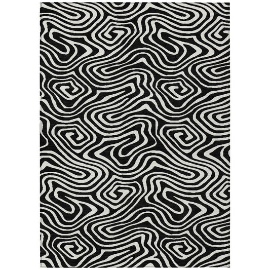 LOOMLAN Rugs Evalora Black Washable Indoor-Outdoor Rug