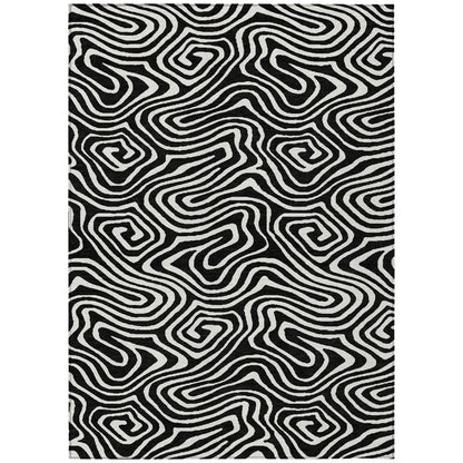 LOOMLAN Rugs Evalora Black Washable Indoor-Outdoor Rug