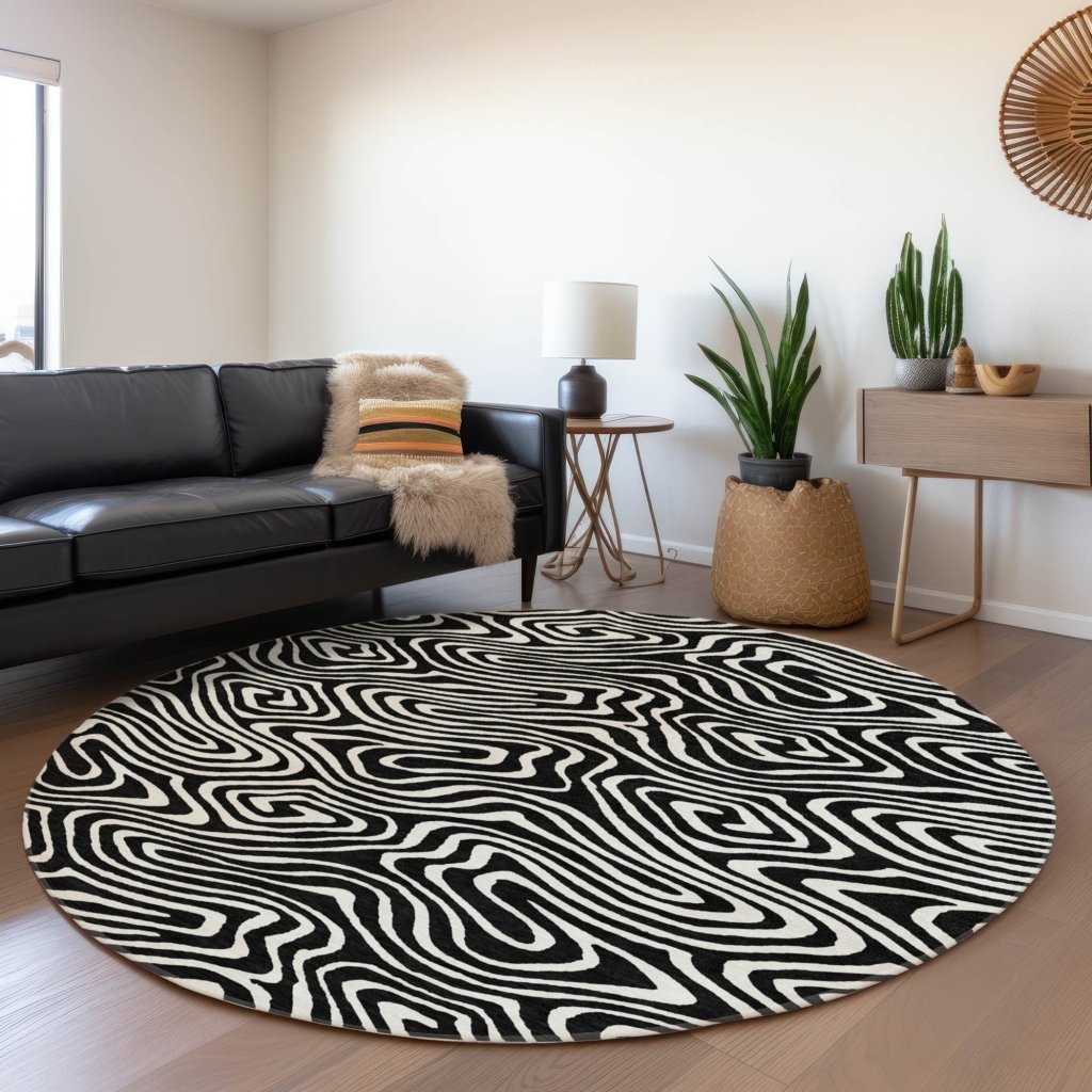 LOOMLAN Rugs Evalora Black Washable Indoor-Outdoor Rug