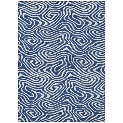 LOOMLAN Rugs Evalora Blue Washable Indoor-Outdoor Rug
