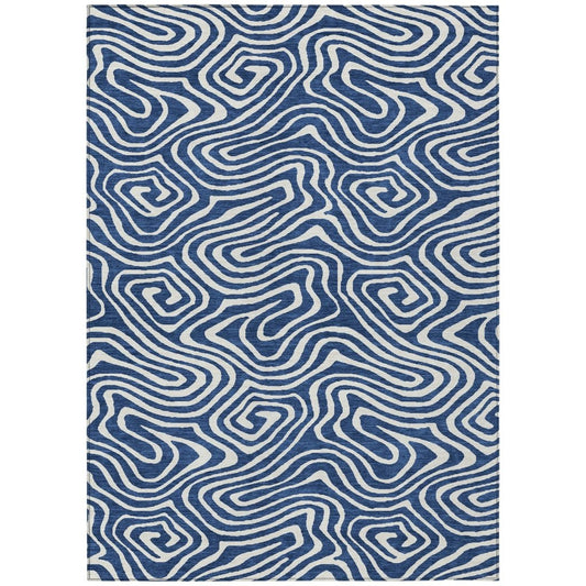 LOOMLAN Rugs Evalora Blue Washable Indoor-Outdoor Rug