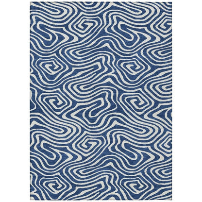 LOOMLAN Rugs Evalora Blue Washable Indoor-Outdoor Rug