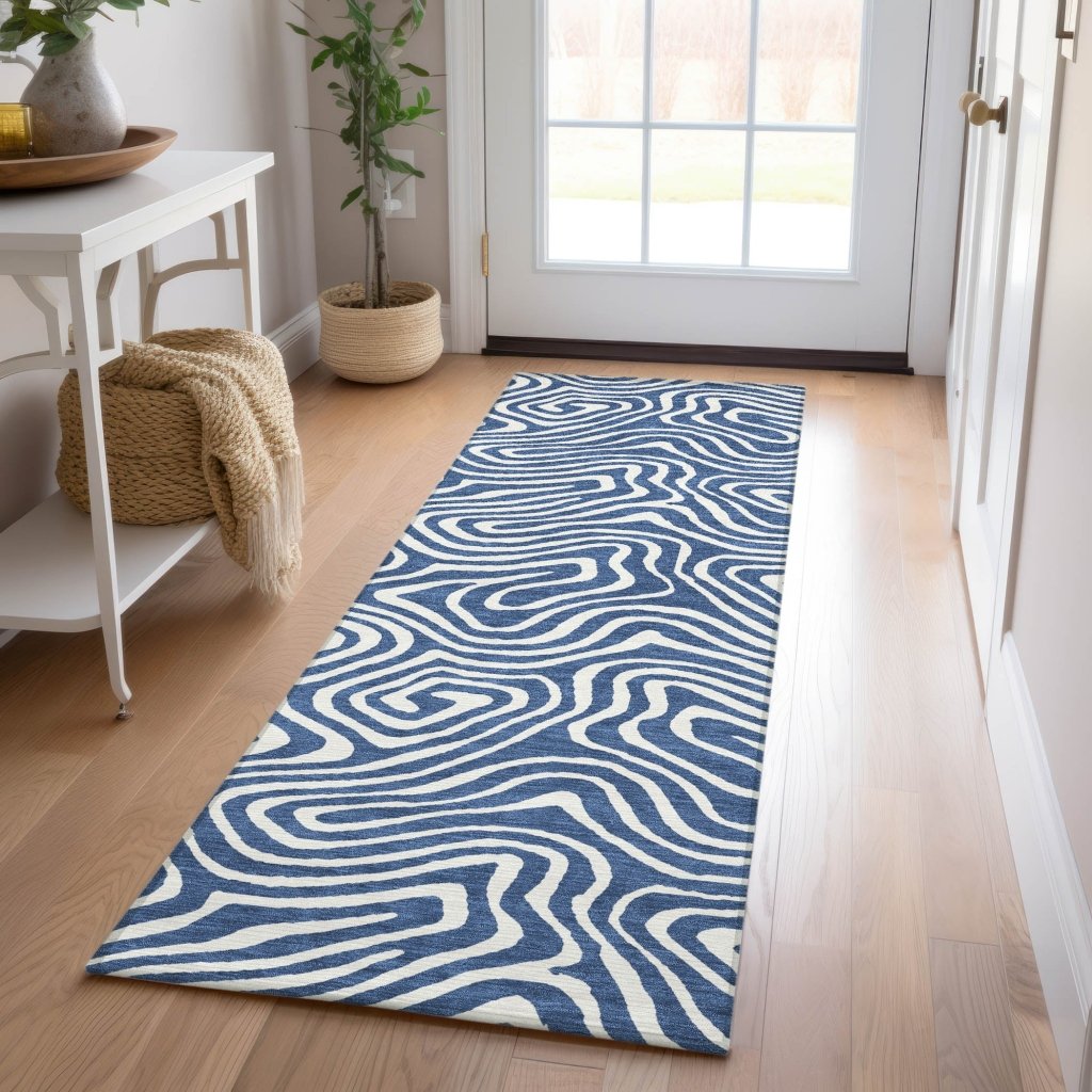 LOOMLAN Rugs Evalora Blue Washable Indoor-Outdoor Rug