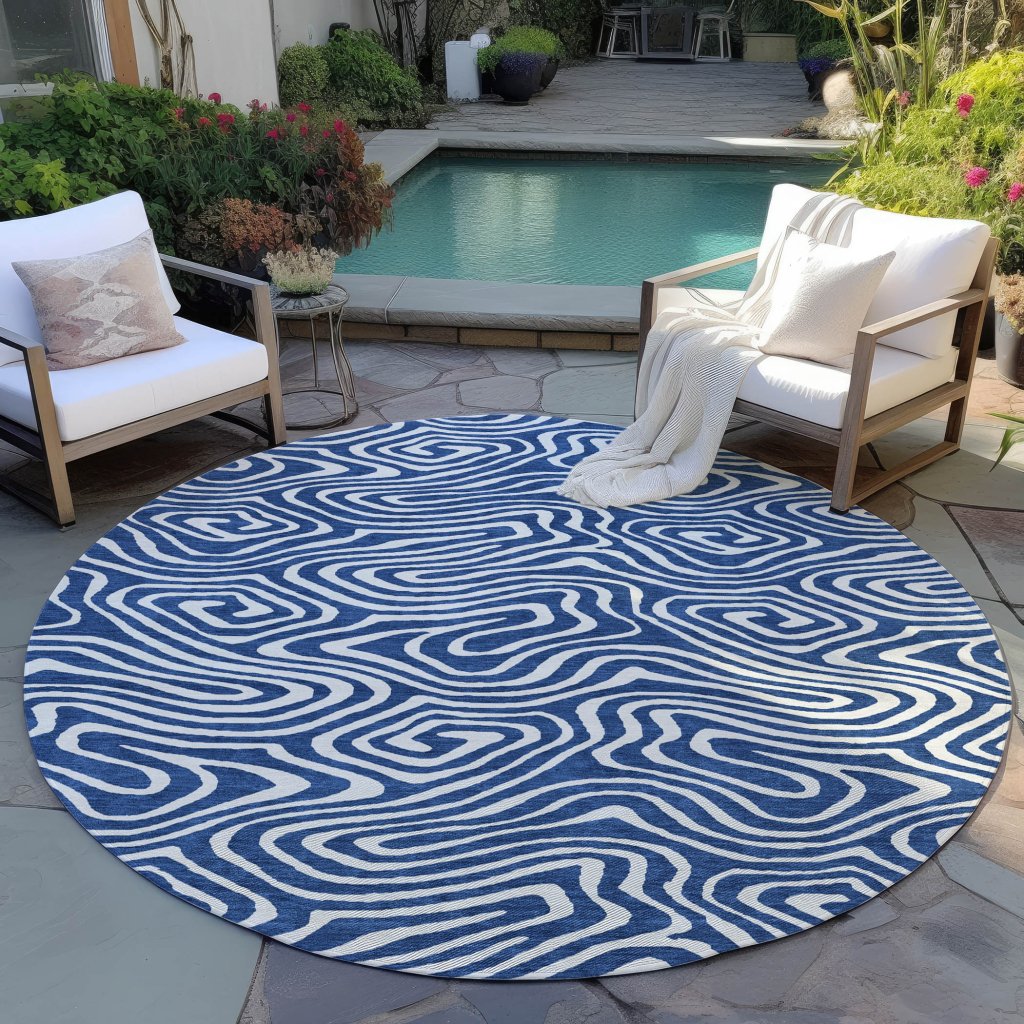 LOOMLAN Rugs Evalora Blue Washable Indoor-Outdoor Rug
