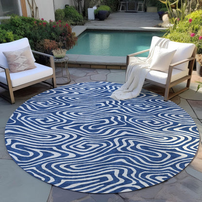 LOOMLAN Rugs Evalora Blue Washable Indoor-Outdoor Rug