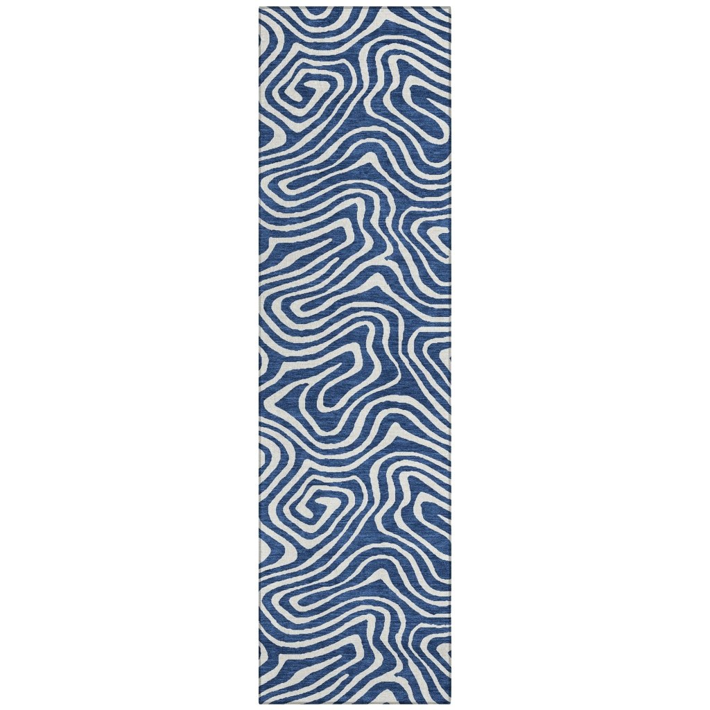 LOOMLAN Rugs Evalora Blue Washable Indoor-Outdoor Rug
