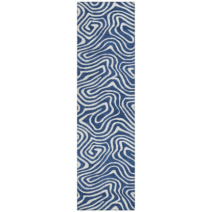 LOOMLAN Rugs Evalora Blue Washable Indoor-Outdoor Rug