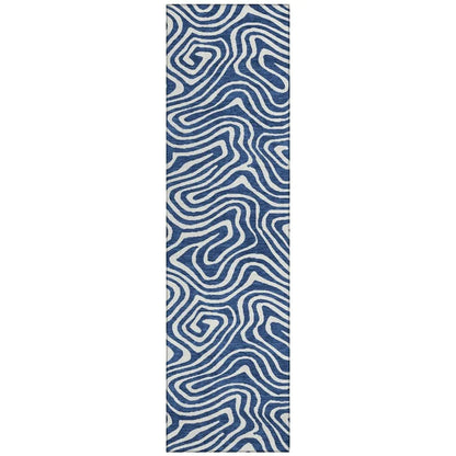 LOOMLAN Rugs Evalora Blue Washable Indoor-Outdoor Rug
