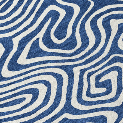 LOOMLAN Rugs Evalora Blue Washable Indoor-Outdoor Rug