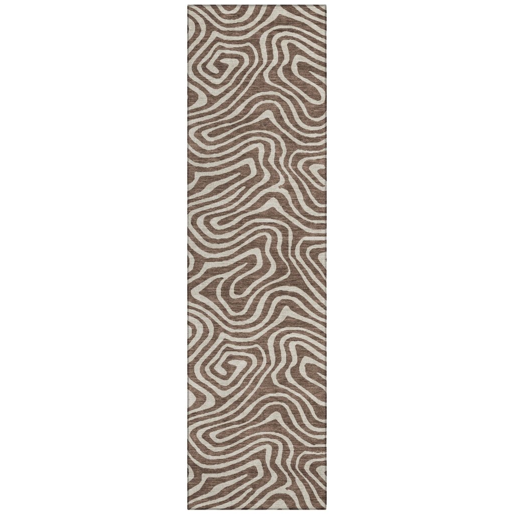 LOOMLAN Rugs Evalora Brown Washable Indoor-Outdoor Rug