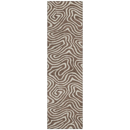 LOOMLAN Rugs Evalora Brown Washable Indoor-Outdoor Rug