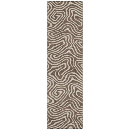 LOOMLAN Rugs Evalora Brown Washable Indoor-Outdoor Rug