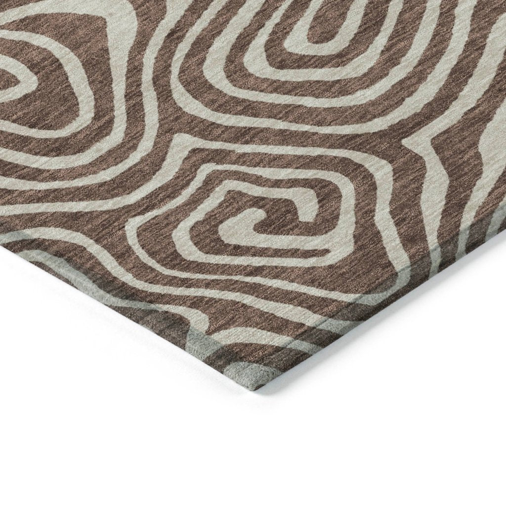LOOMLAN Rugs Evalora Brown Washable Indoor-Outdoor Rug