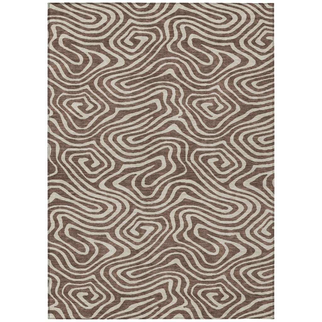 LOOMLAN Rugs Evalora Brown Washable Indoor-Outdoor Rug