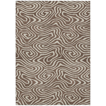 LOOMLAN Rugs Evalora Brown Washable Indoor-Outdoor Rug