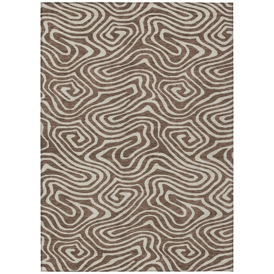LOOMLAN Rugs Evalora Brown Washable Indoor-Outdoor Rug