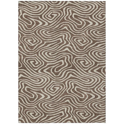 LOOMLAN Rugs Evalora Brown Washable Indoor-Outdoor Rug
