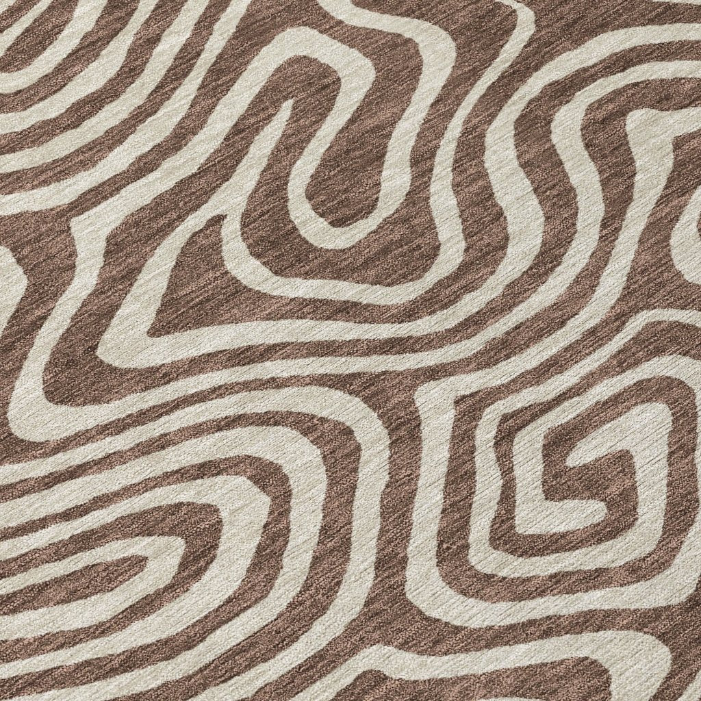 LOOMLAN Rugs Evalora Brown Washable Indoor-Outdoor Rug