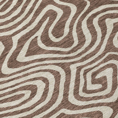 LOOMLAN Rugs Evalora Brown Washable Indoor-Outdoor Rug