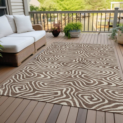 LOOMLAN Rugs Evalora Brown Washable Indoor-Outdoor Rug