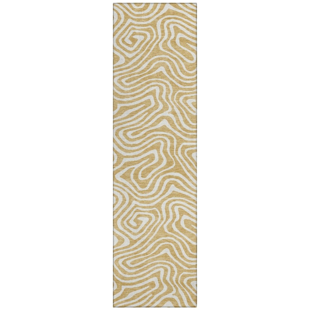 LOOMLAN Rugs Evalora Gold Washable Indoor-Outdoor Rug