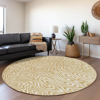 LOOMLAN Rugs Evalora Gold Washable Indoor-Outdoor Rug
