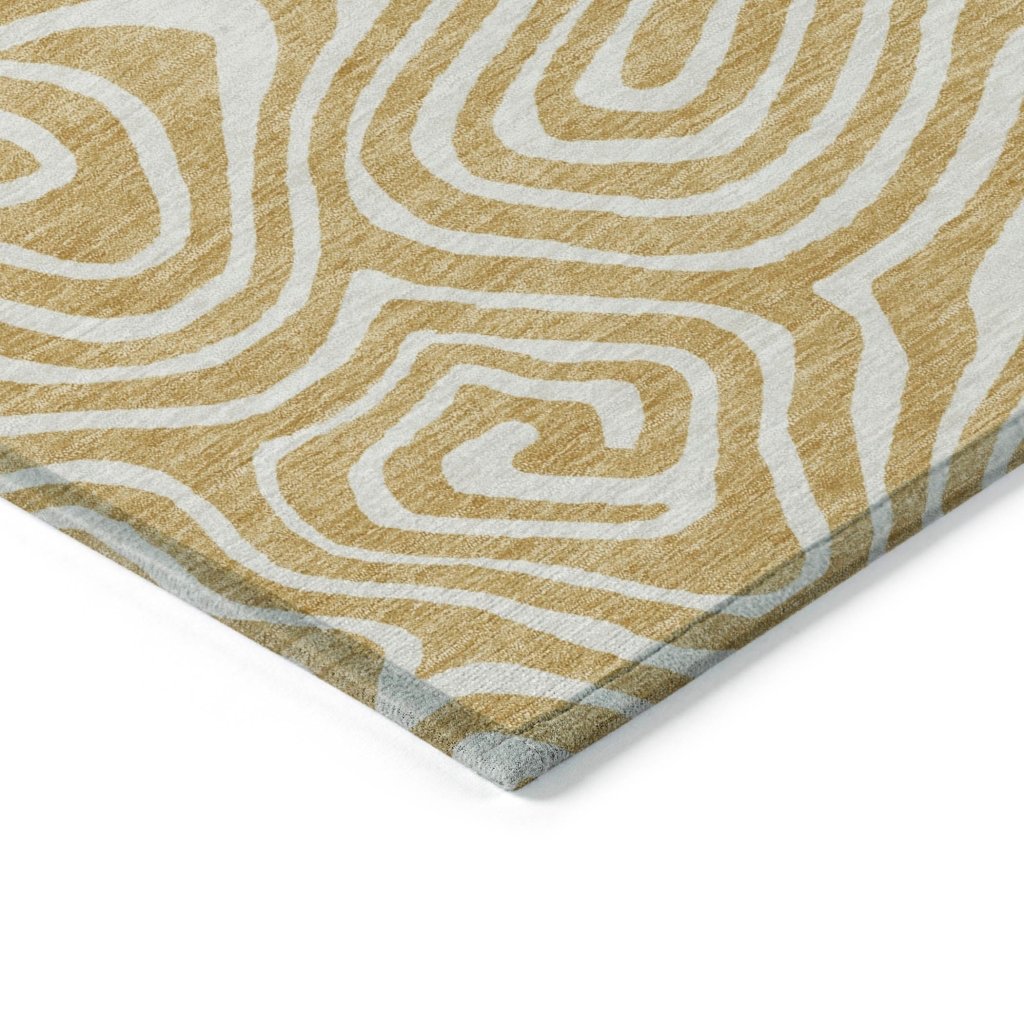LOOMLAN Rugs Evalora Gold Washable Indoor-Outdoor Rug