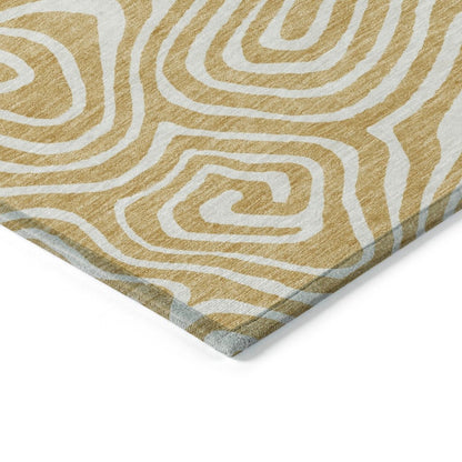 LOOMLAN Rugs Evalora Gold Washable Indoor-Outdoor Rug