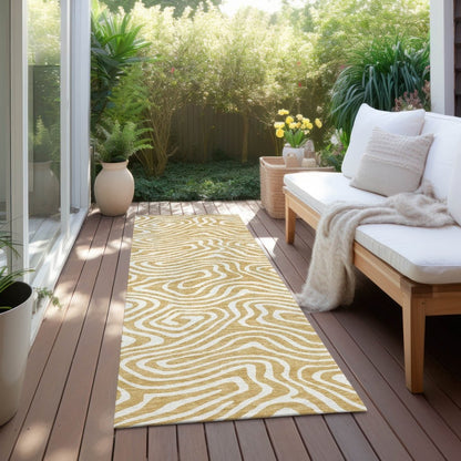 LOOMLAN Rugs Evalora Gold Washable Indoor-Outdoor Rug