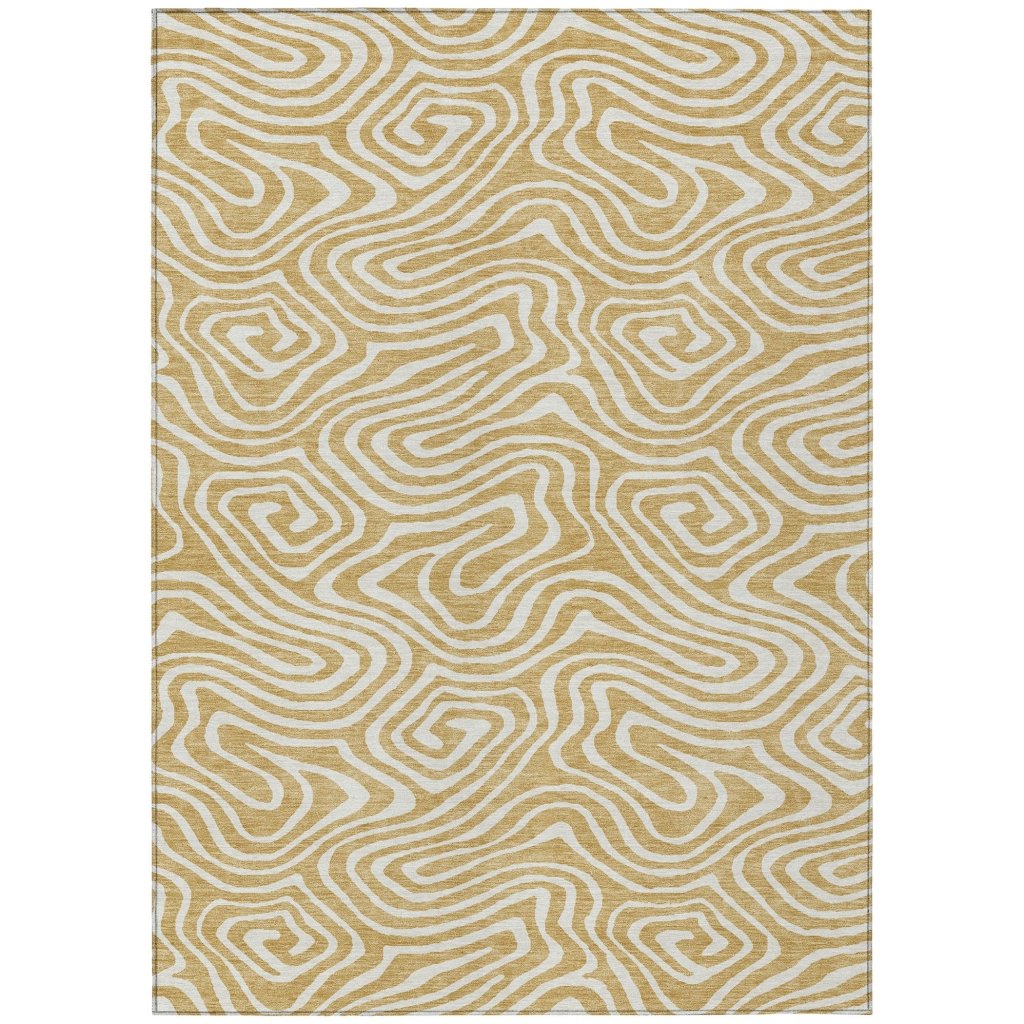 LOOMLAN Rugs Evalora Gold Washable Indoor-Outdoor Rug