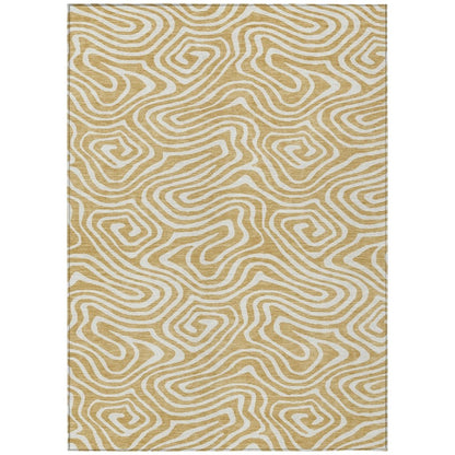 LOOMLAN Rugs Evalora Gold Washable Indoor-Outdoor Rug