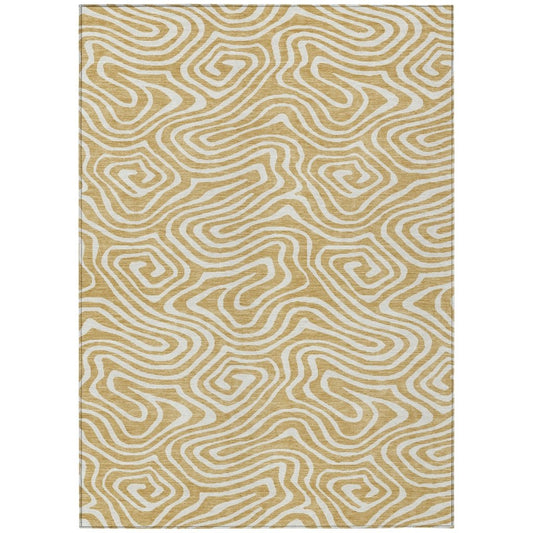 LOOMLAN Rugs Evalora Gold Washable Indoor-Outdoor Rug