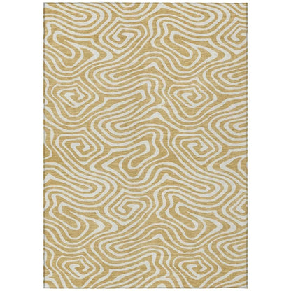 LOOMLAN Rugs Evalora Gold Washable Indoor-Outdoor Rug