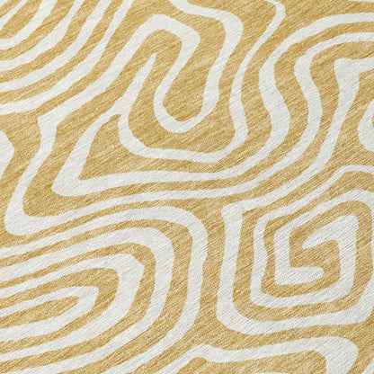 LOOMLAN Rugs Evalora Gold Washable Indoor-Outdoor Rug