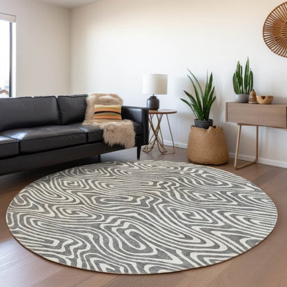 LOOMLAN Rugs Evalora Gray Washable Indoor-Outdoor Rug