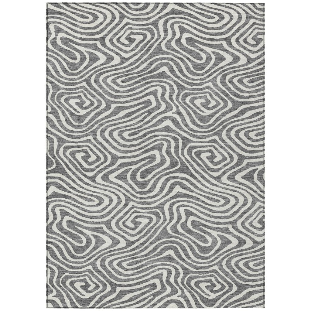 LOOMLAN Rugs Evalora Gray Washable Indoor-Outdoor Rug