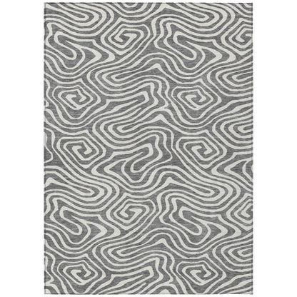 LOOMLAN Rugs Evalora Gray Washable Indoor-Outdoor Rug